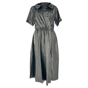 Altuzarra Lydia Midi Dress in Black Lamb Leather